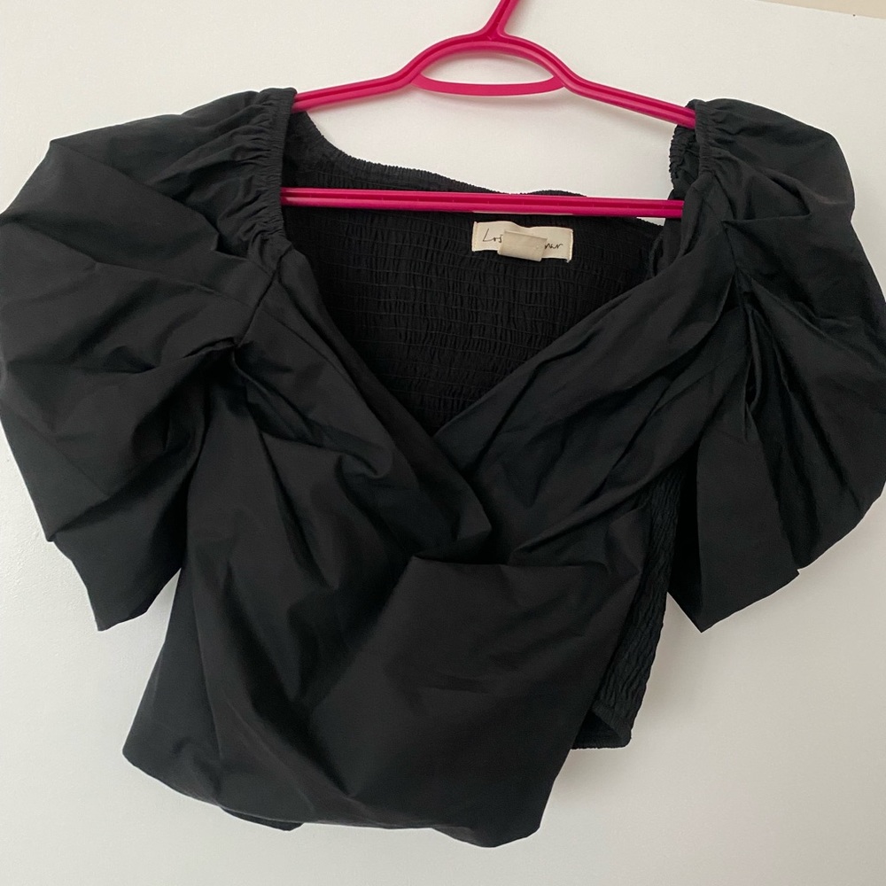 Crop puff sleeve top